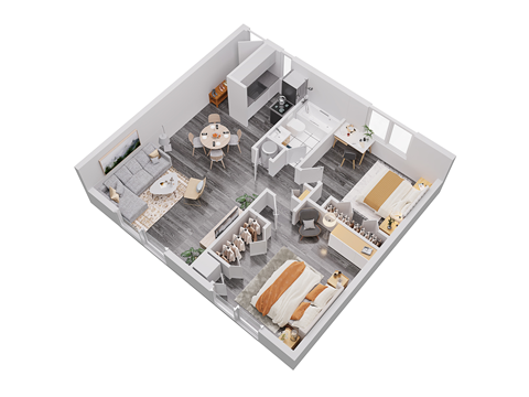 bedroom floor plan an in 3d